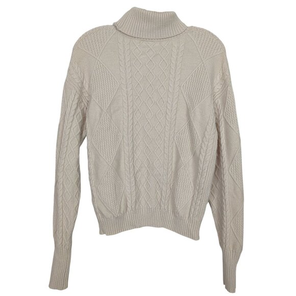 Shore Cozy Cream Turtleneck‎ Cable Knit cream ivory Sweater size M - Picture 2 of 13